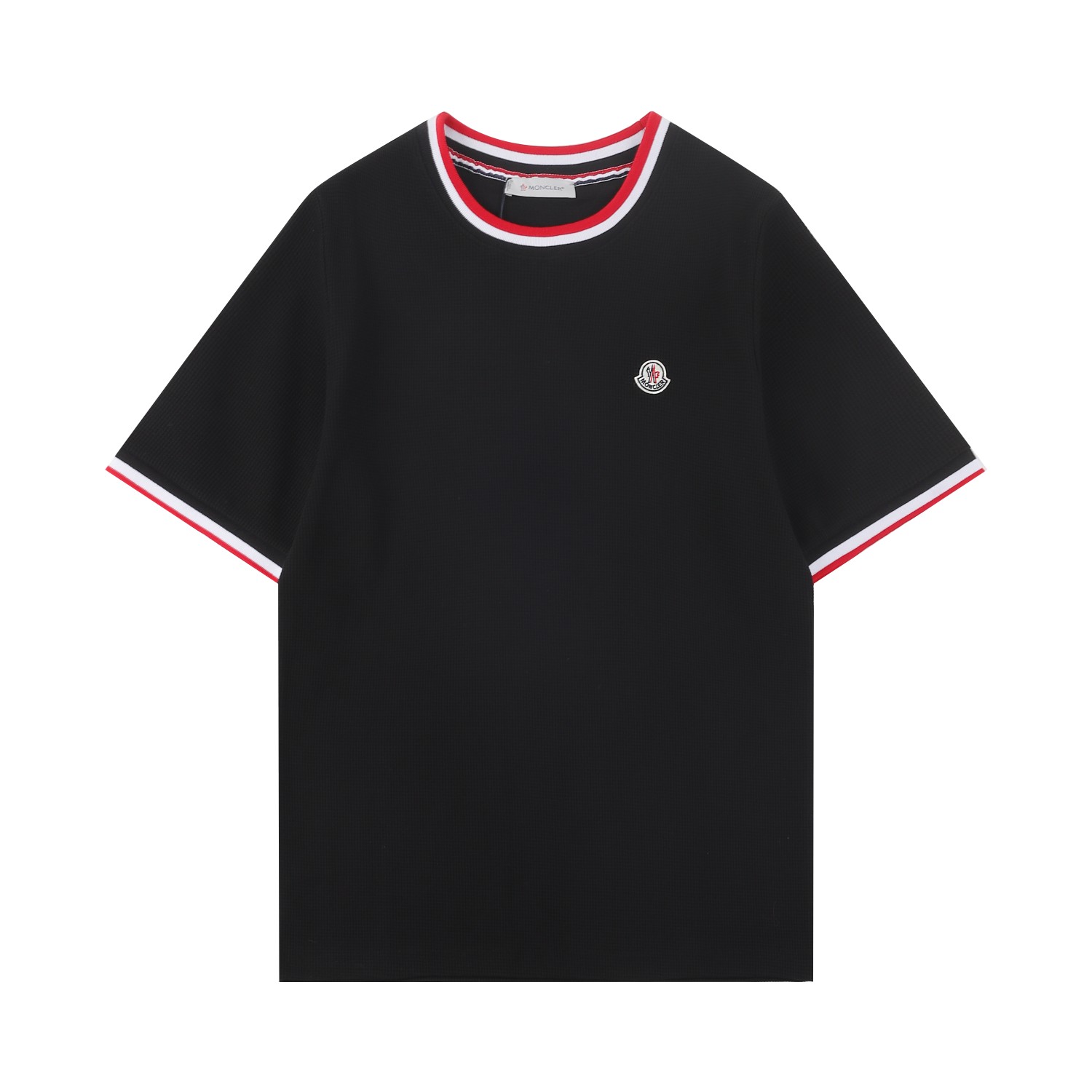 MOMCLE Mont* 2025SS primavera-verano nueva camiseta de manga corta, cuello bicolor tejido a medida, diseño clásico de l…
