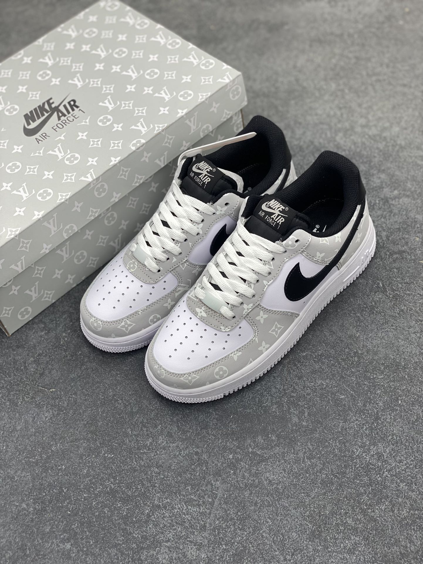 图片[8]-路易威登Louis Vuitton 联名定制 Nike Air Force 1 Low \’07 空军低帮休闲板鞋 头成皮料 定制LV鞋盒 鞋身夜光加持 原楦原纸板 纯正空军版型 内置全掌气垫 货号：BQ8988-108 尺码：36 36.5 37.5 38 38.5 39 40 40.5 41 42 42.5 43 44 44.5 45-选品中心