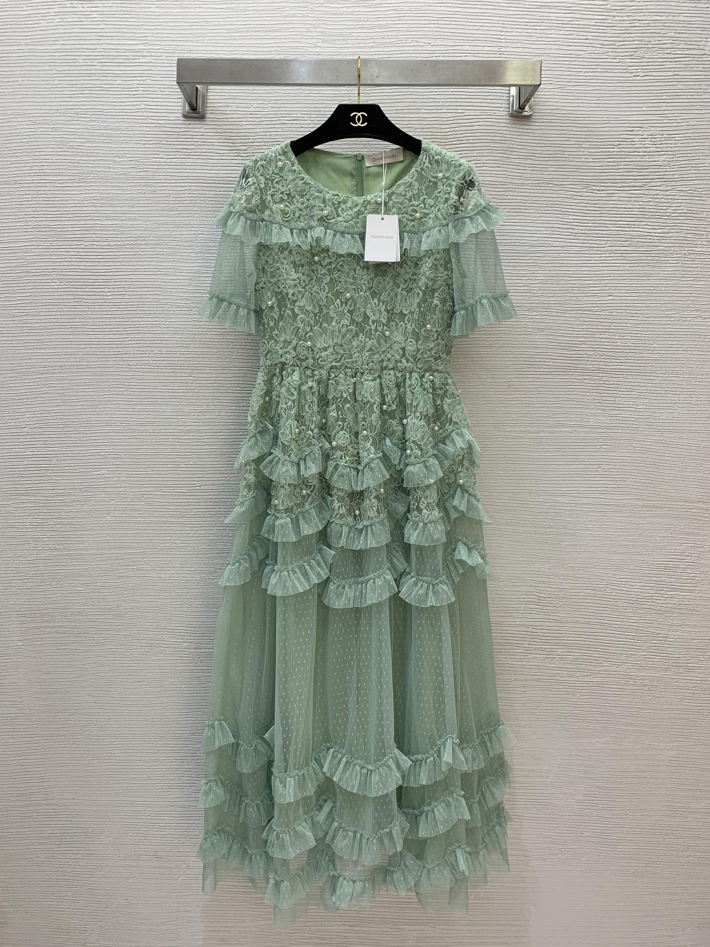 NO:316165,Model number G25021378 ZIMMERMAN* newest high-end custom polka dot mesh fabric!  Heavy industry pleated wood fungus lace pearl decoration, slim and slim and oversized skirt, long and plump dress!  Fresh green, (Size S bust 84, sleeve length 25, waist 68, skirt length 129), skirts, alexander wang19860909款号G25021378 ZIMMERMAN*新款 高端定制波点网纱面料！重工压褶木耳花边珍珠装饰 修身显瘦超大裙摆礼服裙长款蓬蓬连衣裙！清新绿,（S码胸围84,袖长25,腰围68,裙长129）,,skirts,alexander wang,Women's clothing