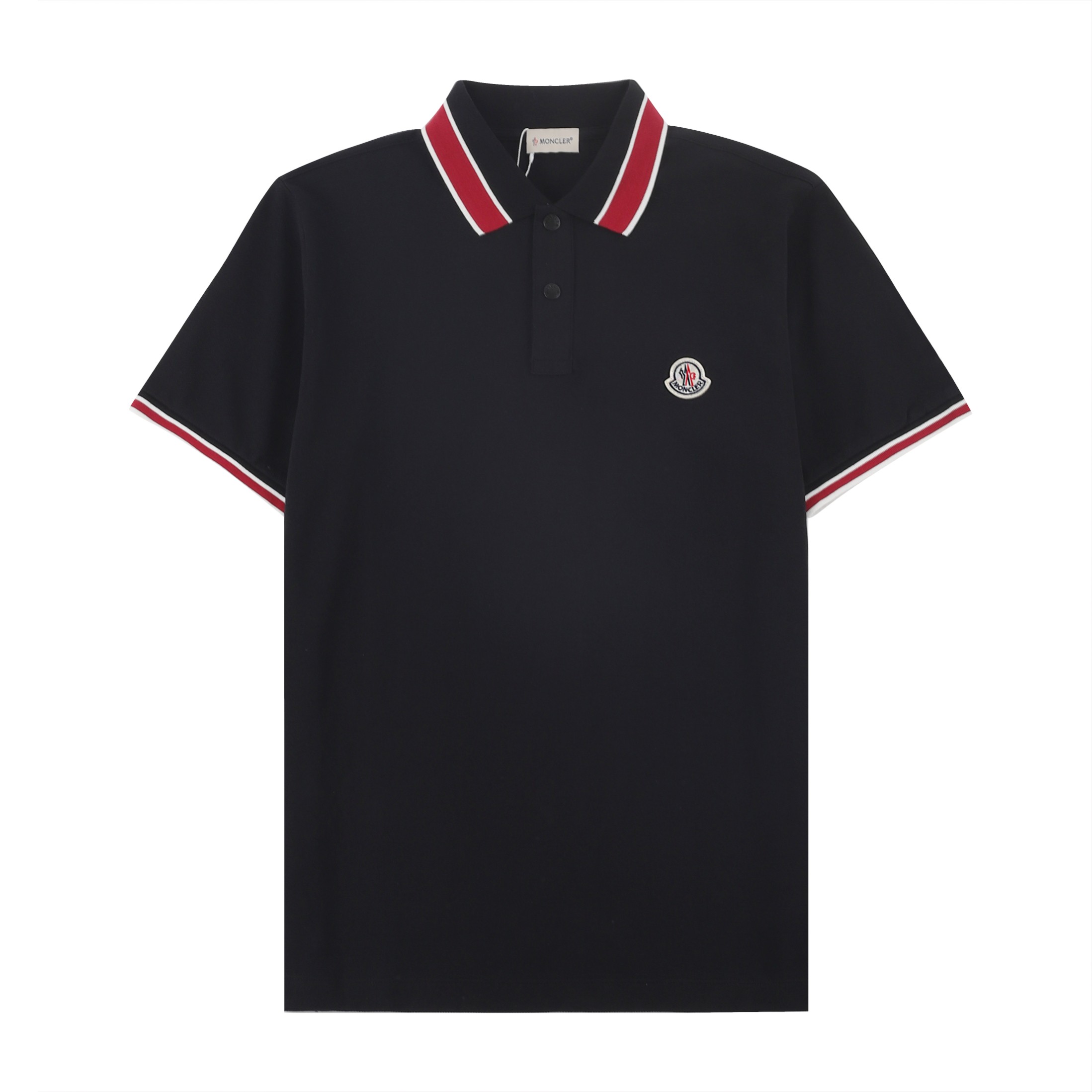 MOMCLE Mont* 2025SS primavera-verano nuevo estilo polo de cuello vuelto, clásico, cuello tricolor tejido a medida, técn…