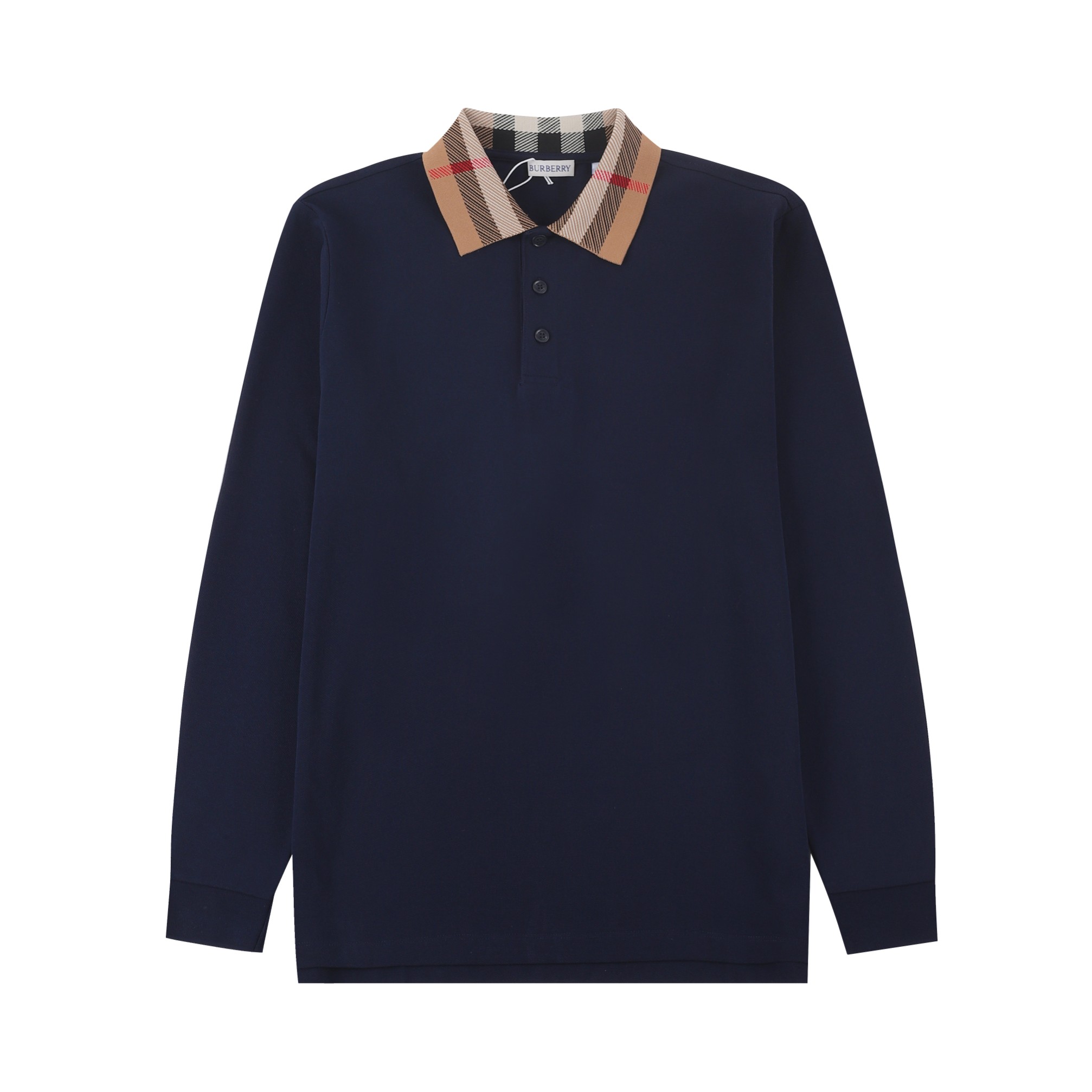 BBR Burberry* Polo de manga larga con cuello para primavera/verano 2025SS, cuello clásico a cuadros, cuello tejido a má…