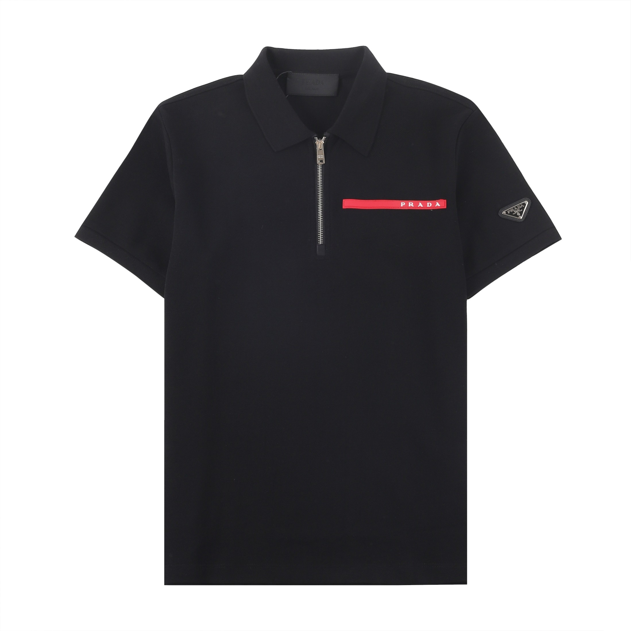 PRAD* 2025SS POLO primavera y verano de manga corta nuevo modelo. Está equipado con un logotipo triangular clásico en l…