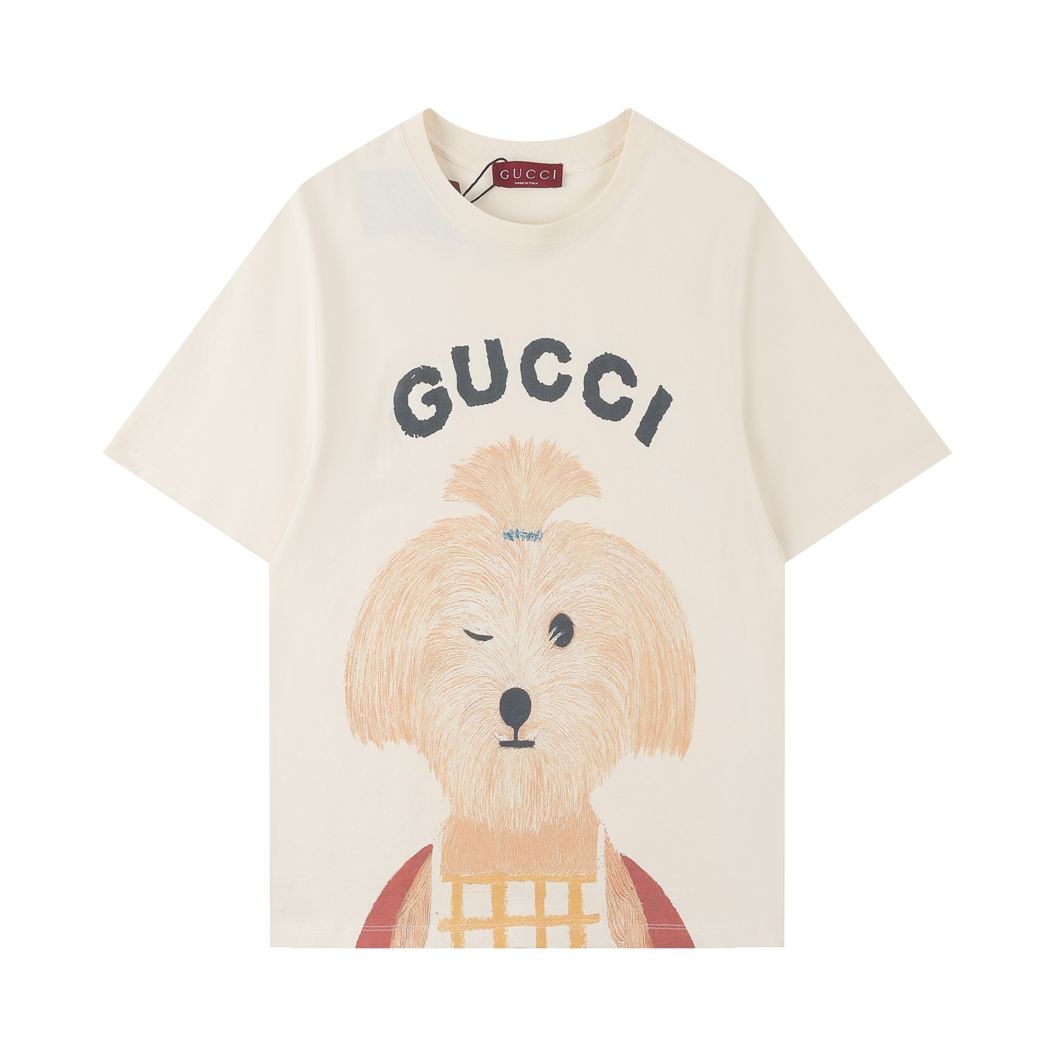 GUCC古*2025SS primavera/verano camiseta de manga corta nueva, serie de animales ilustrados, proceso de impresión digital…