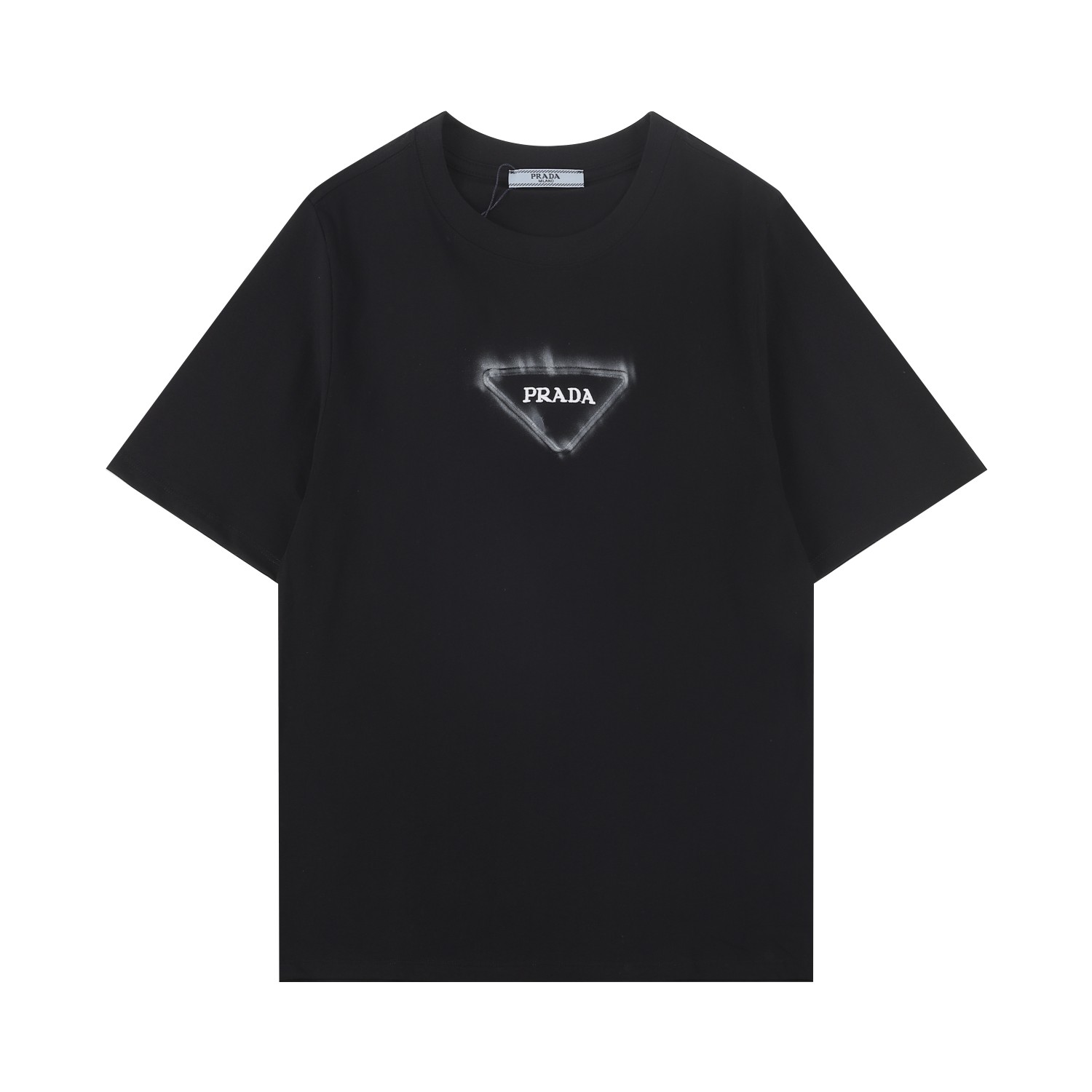 PRAD* 2025SS Camiseta de manga corta de primavera y verano nuevo estilo, inyección de tinta y bordado del logo de la ma…