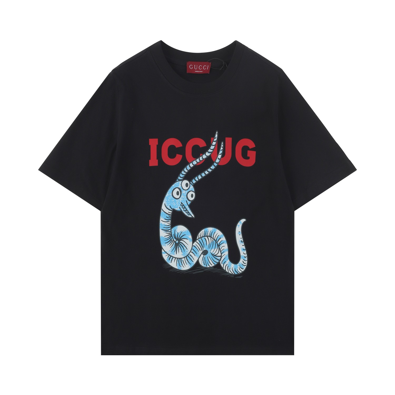 GUCC古*2025SS Camiseta de manga corta nueva de primavera/verano, serie limitada del Año de la Serpiente, detalles perfec…