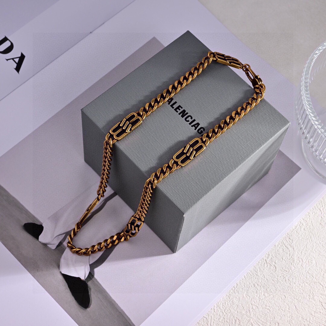 项链手链耳环❤️原单货🔹🔹新品 巴黎世家 Balenciaga 新款套装🔹专柜一致黄铜材质电镀k金 火爆