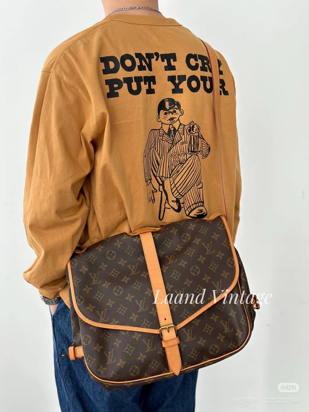 【SAUMUR 中号中古手袋 】M42254 老花（双子星）模特图