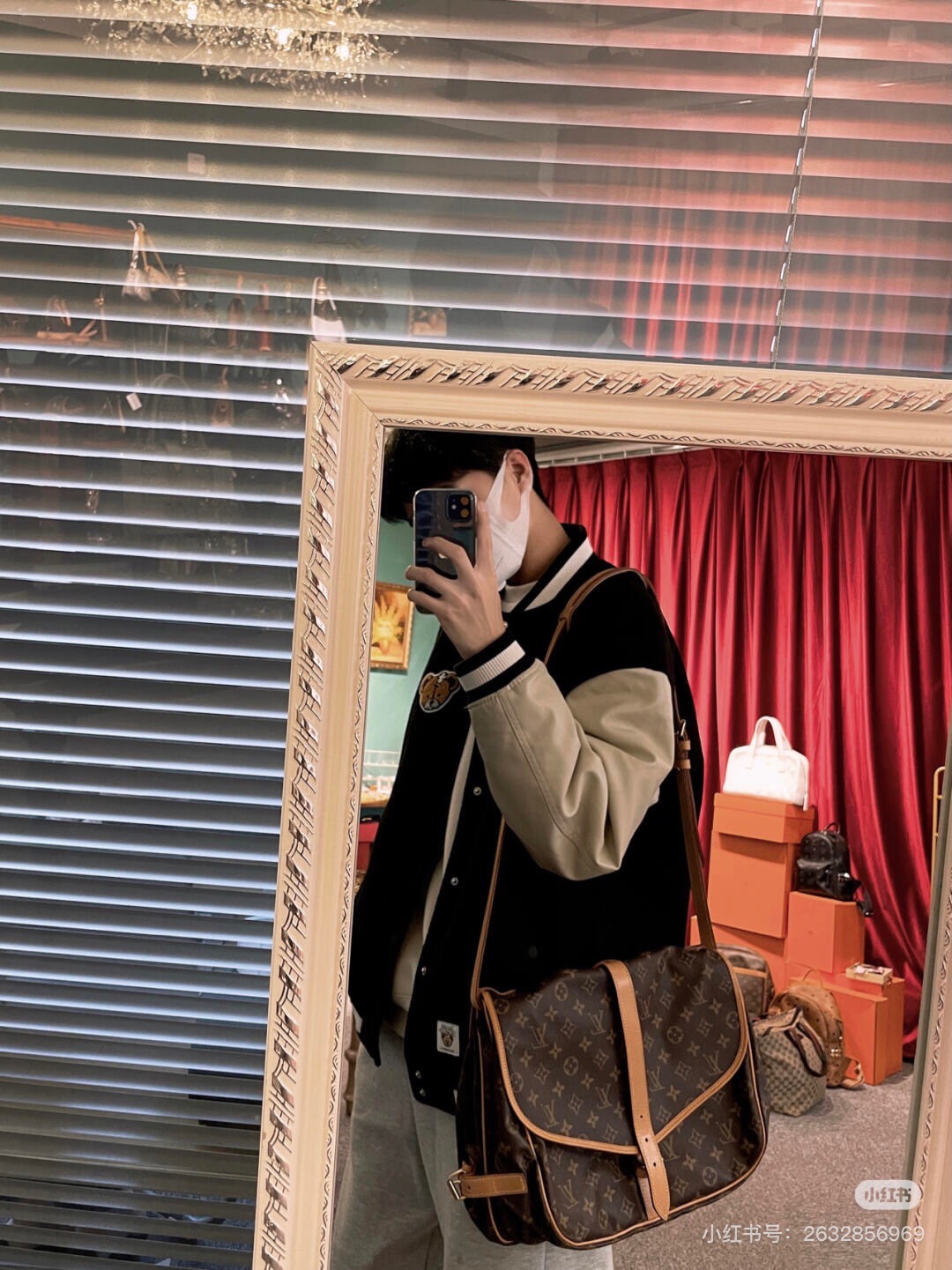 【SAUMUR 中号中古手袋 】M42254 老花（双子星）模特图