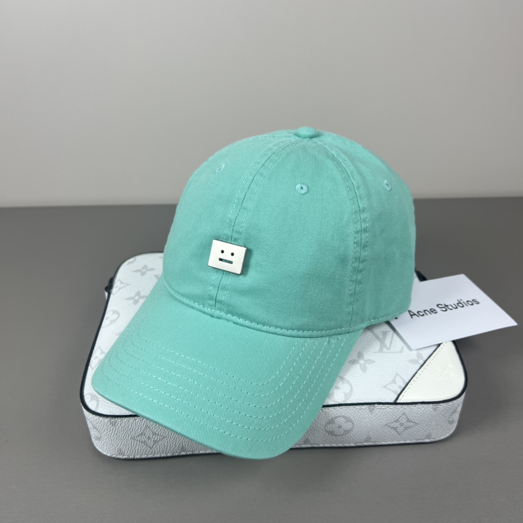 “Acne Studios Baseball Caps: 95% Cotton, Unisex Smile Logo Design” - 图片 2