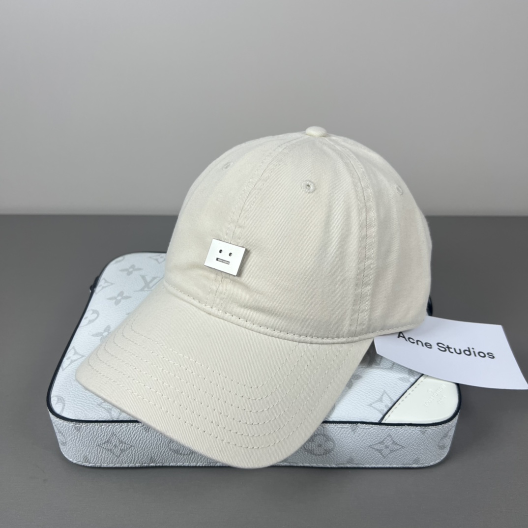 Acne Studios Baseball Caps: 95% Cotton, Smiley Logo, Unisex Design - 图片 2