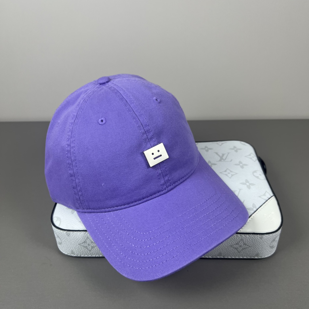 Acne Studios Baseball Caps: 95% Cotton, Smiley Logo, Unisex Design - 图片 4