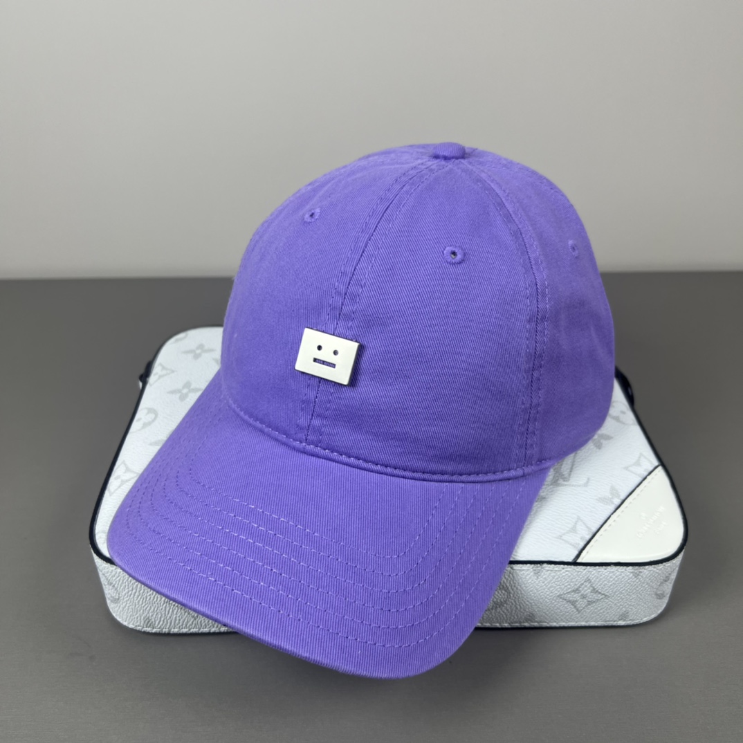 Acne Studios Baseball Caps: 95% Cotton, Smiley Logo, Unisex Design - 图片 3