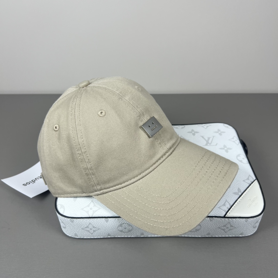“Acne Studios Baseball Caps: 95% Cotton, Unisex Design with Smiley Logo” - 图片 3