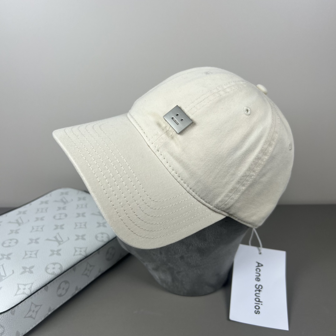 “Acne Studios Baseball Caps: 95% Cotton, Unisex Design with Smiley Logo” - 图片 6
