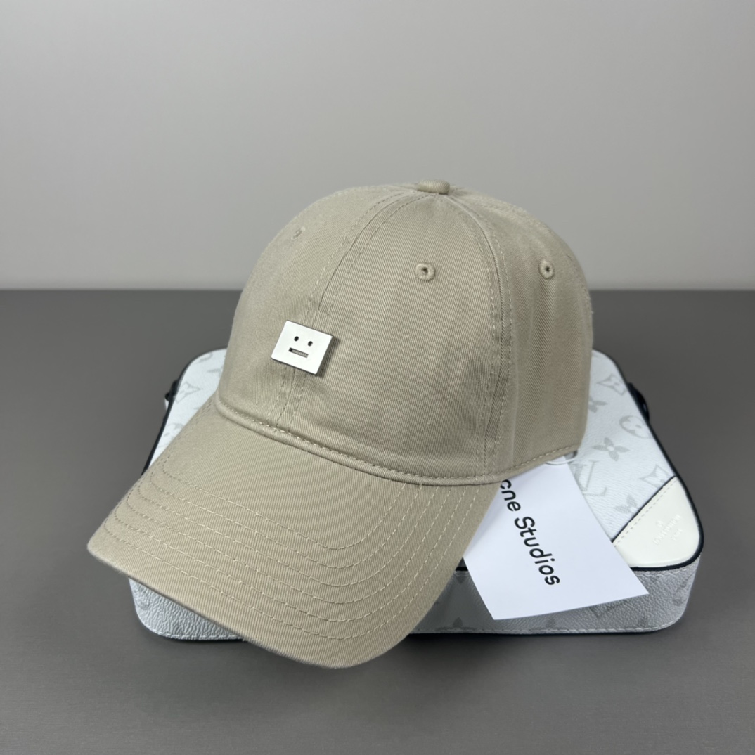 “Acne Studios Baseball Caps: 95% Cotton, Unisex Design with Smiley Logo” - 图片 2