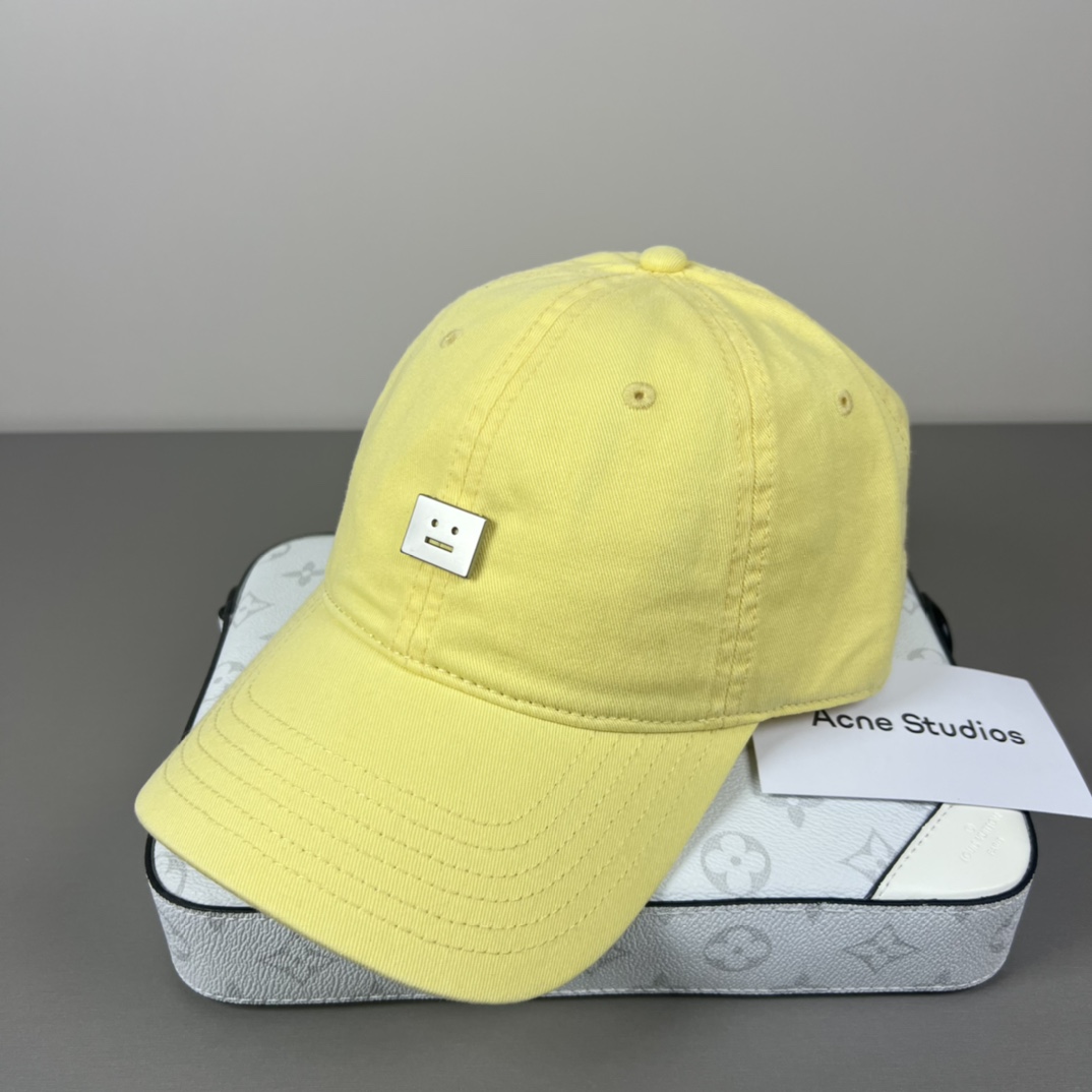 “Acne Studios Baseball Caps: 95% Cotton, Unisex Design with Smiley Logo” - 图片 7