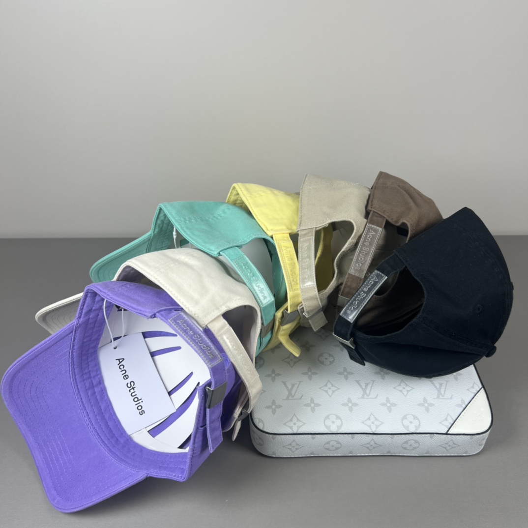 “Acne Studios Baseball Caps: 95% Cotton, Unisex Design with Smiley Logo” - 图片 8