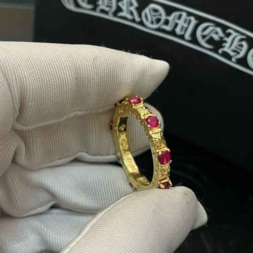 Chrome Hearts Classic Gold Ring with Pink Diamond Cross Floral Design 23 Chrome Hearts Classic Gold Ring with Pink Diamond Cross Floral Design