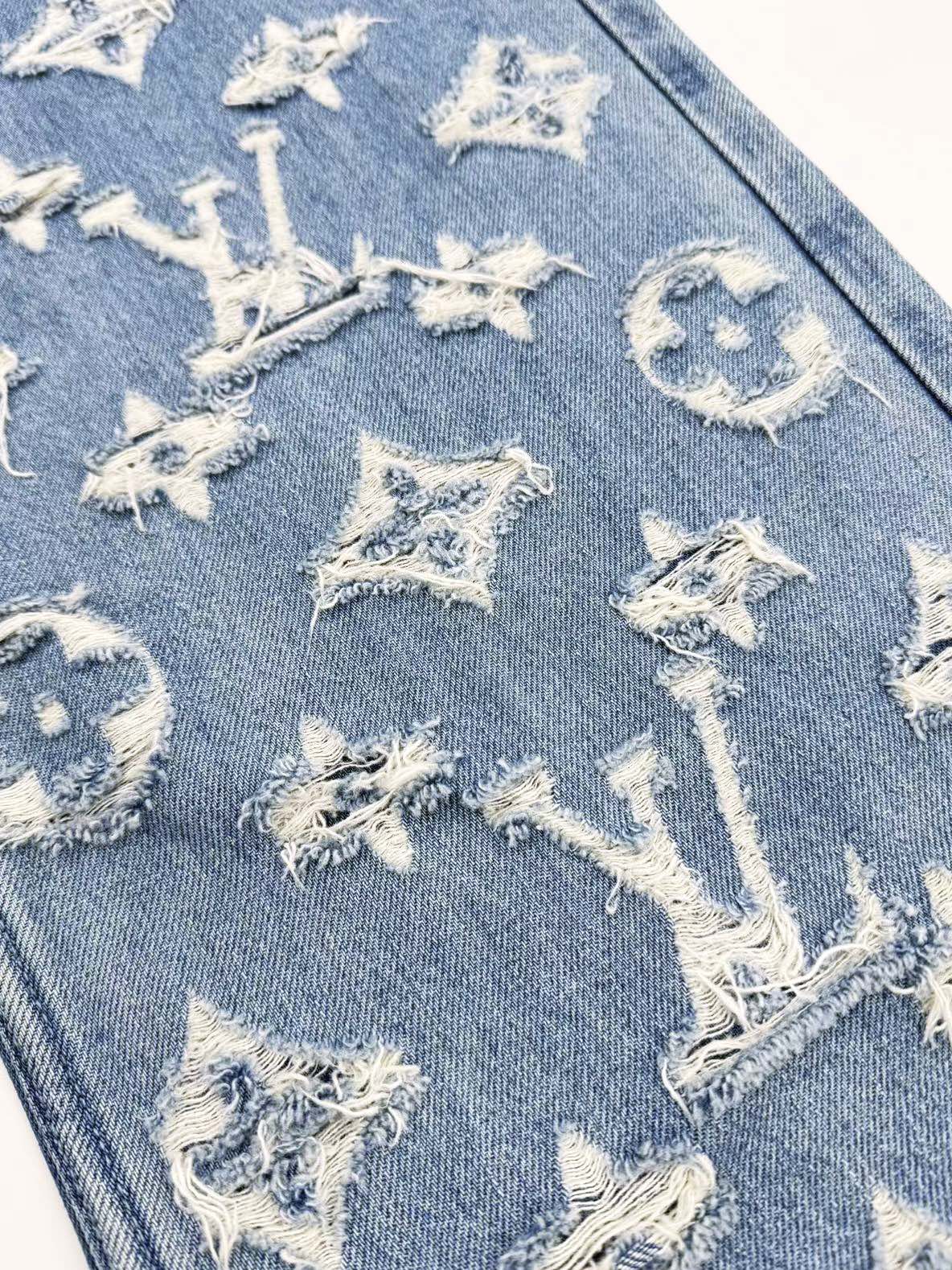 Louis Vuitton Distressed Monogram Jeans, Premium Denim, Ripped Details 4 i1738937193 2419 4
