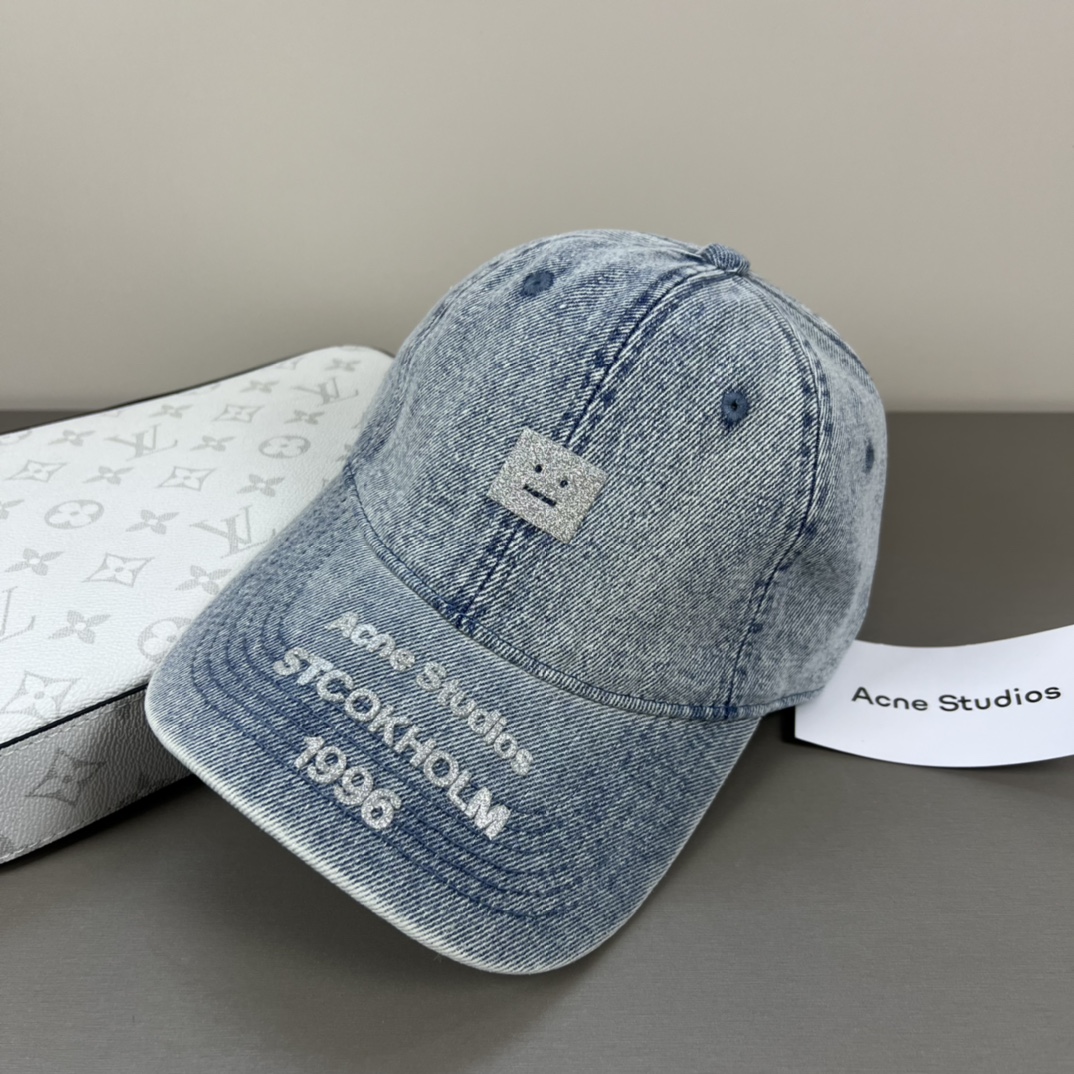 Acne Studios Smile Baseball Caps: 95% Cotton, Custom-made Material, Simple Design - 图片 5