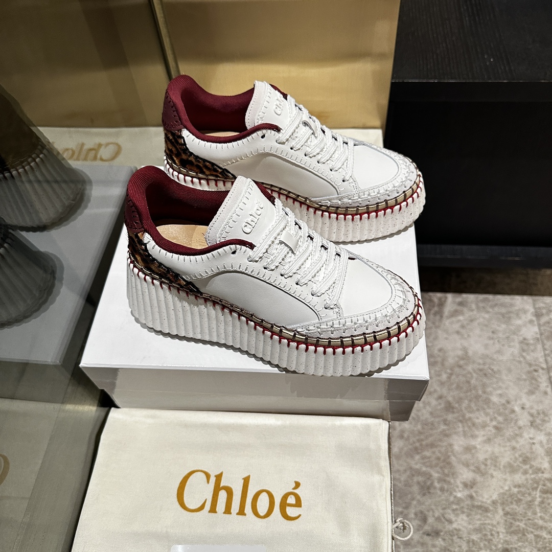 Chloé Handmade Stitching Leather Sneakers - Comfortable & Stylish 6 i1739021218 2716 3
