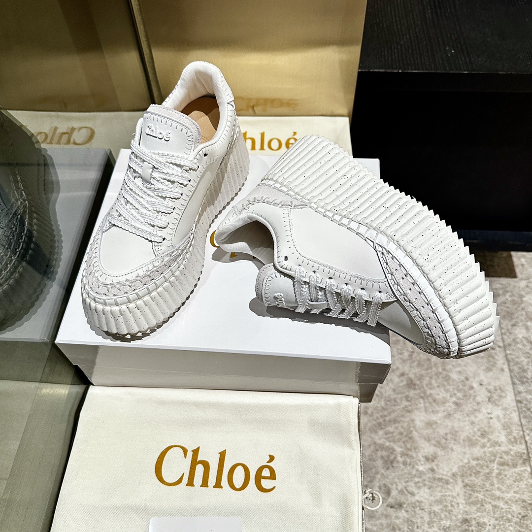 Chloé Handmade Stitching Sneakers - High Density Foam Sole, Durable & Stylish 8 i1739021256 2050 6