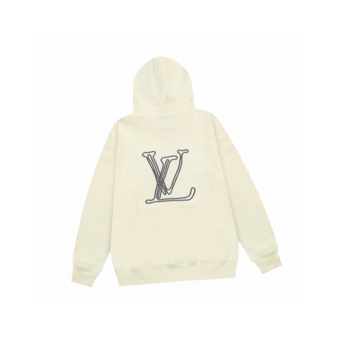 路易威登/Louis Vuitton 秋冬新品 绳结绣花连帽卫衣 经典撞色抽绳工艺 杏色
