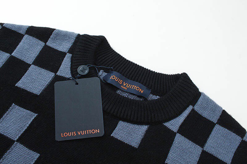 路易威登/Louis Vuitton 秋冬新款马赛克棋盘提花圆领毛衣