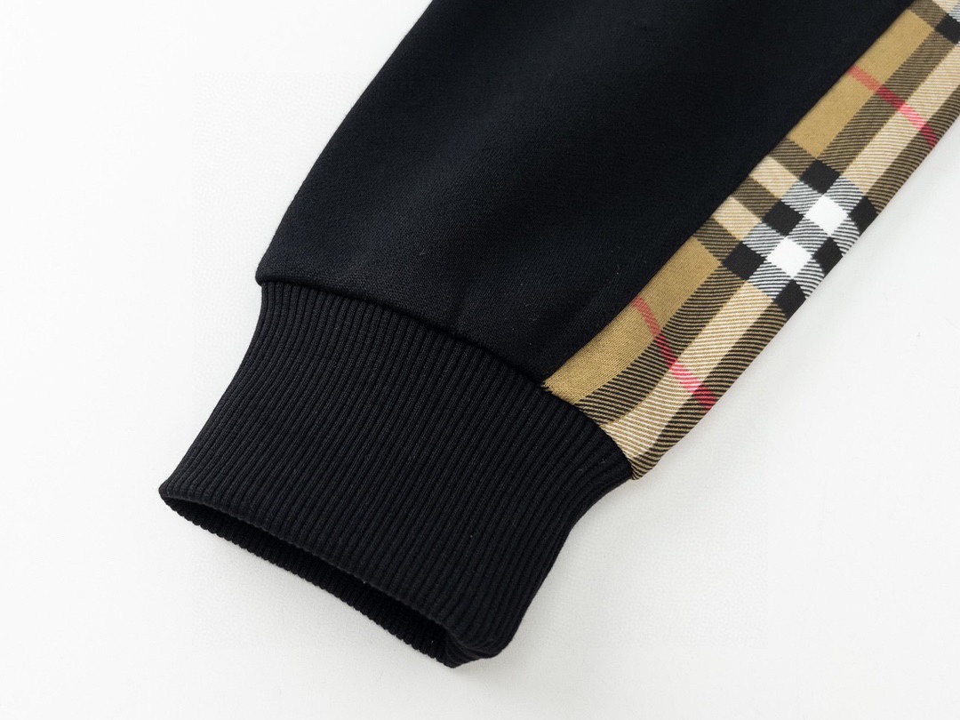 巴宝莉/Burberry 秋冬新款拼接格子连帽外套