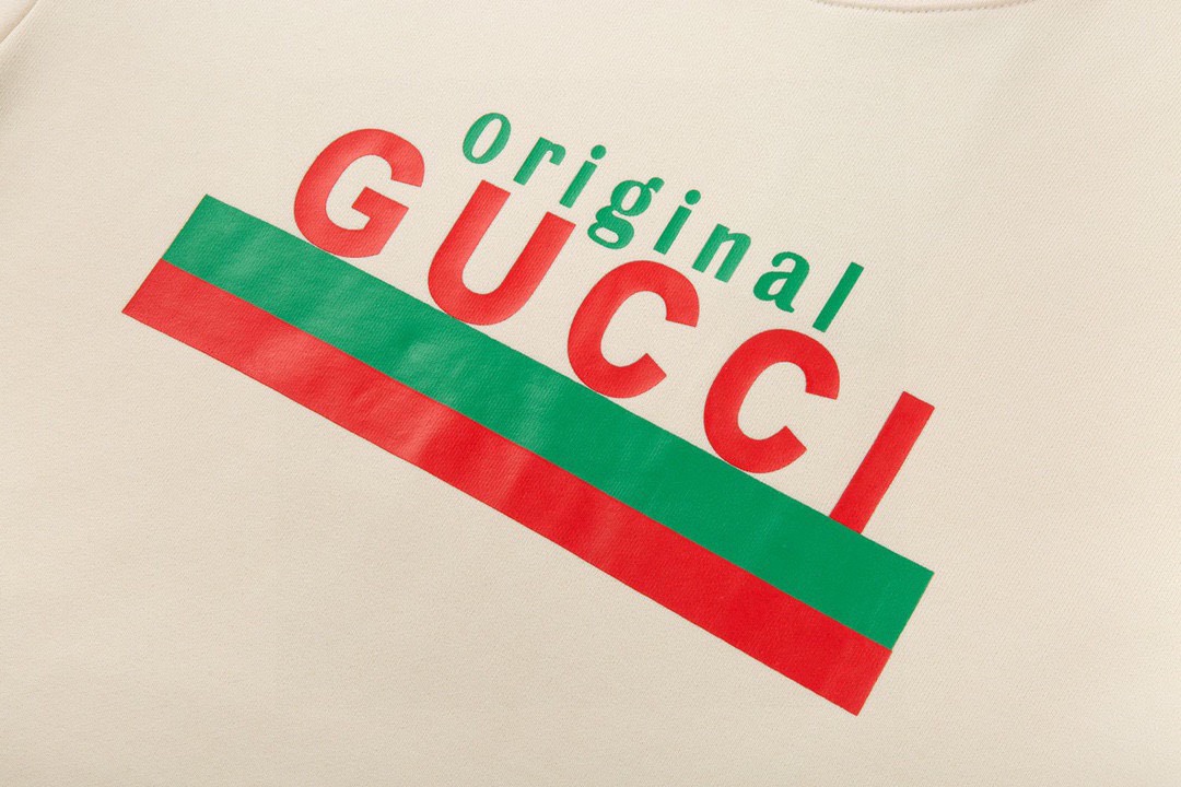 古驰/Gucci 秋冬新款红绿条纹字母印花圆领卫衣