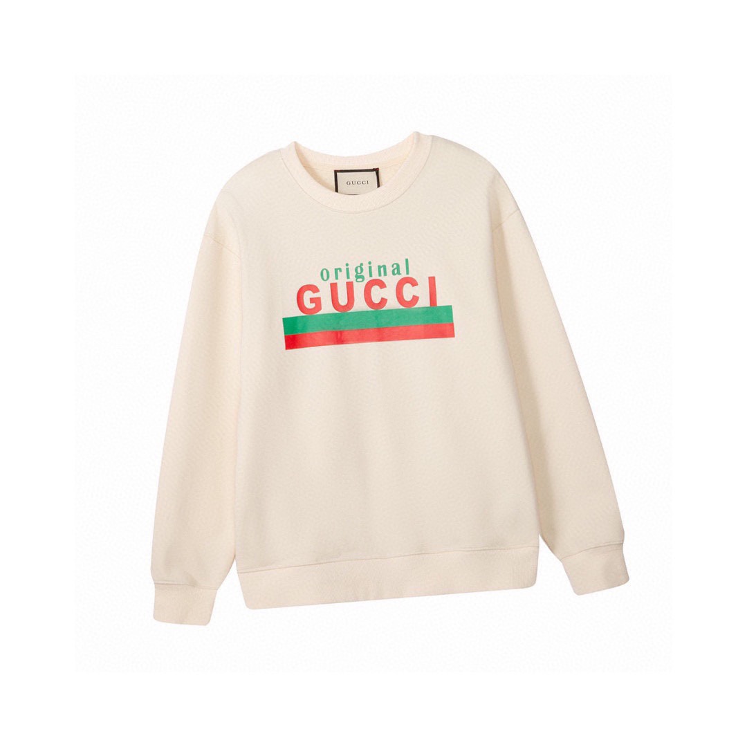 古驰/Gucci 秋冬新款红绿条纹字母印花圆领卫衣