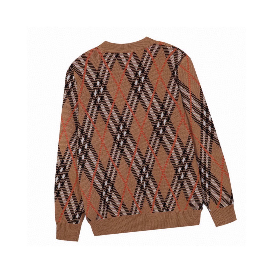 巴宝莉/Burberry 秋冬新品 经典斜纹大格纹针织开衫毛衣