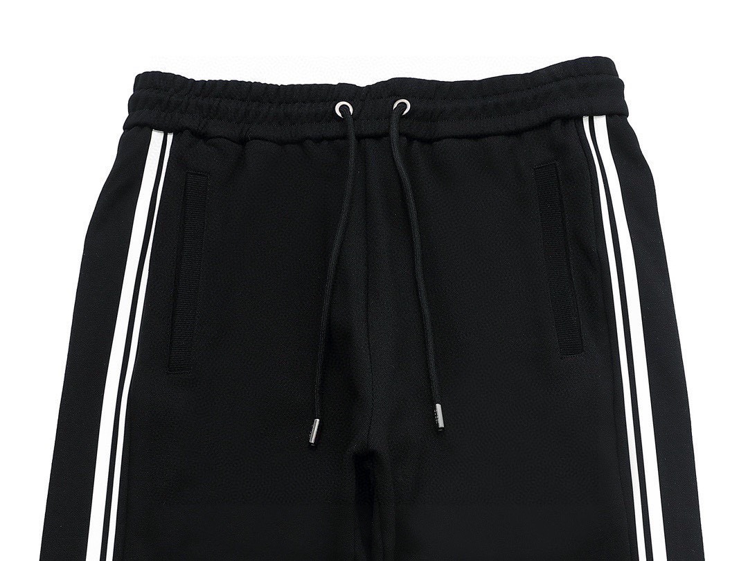 古驰/Gucci 秋冬新品 经典条纹字母压胶休闲长裤 黑色/藏青