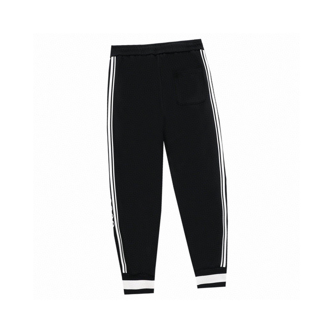 古驰/Gucci 秋冬新品 经典条纹字母压胶休闲长裤 黑色/藏青