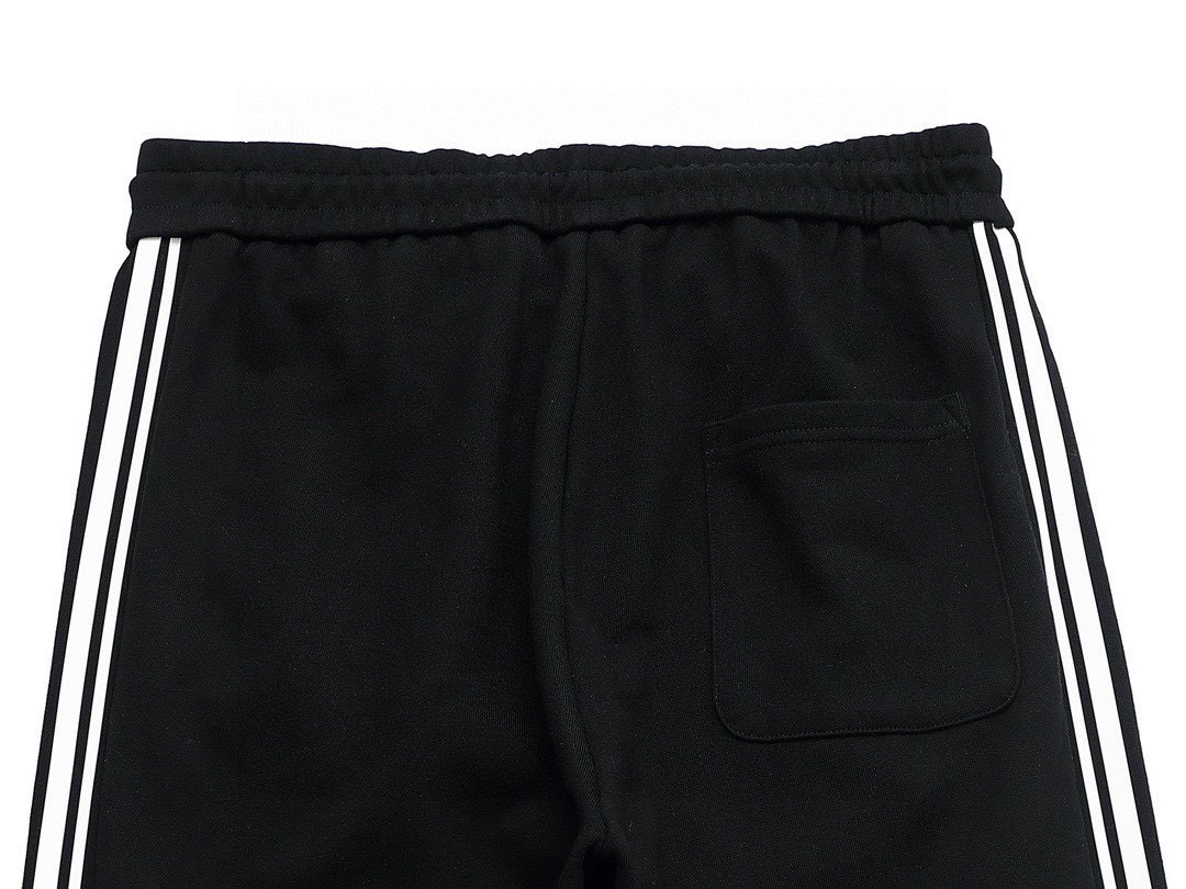 古驰/Gucci 秋冬新品 经典条纹字母压胶休闲长裤 黑色/藏青