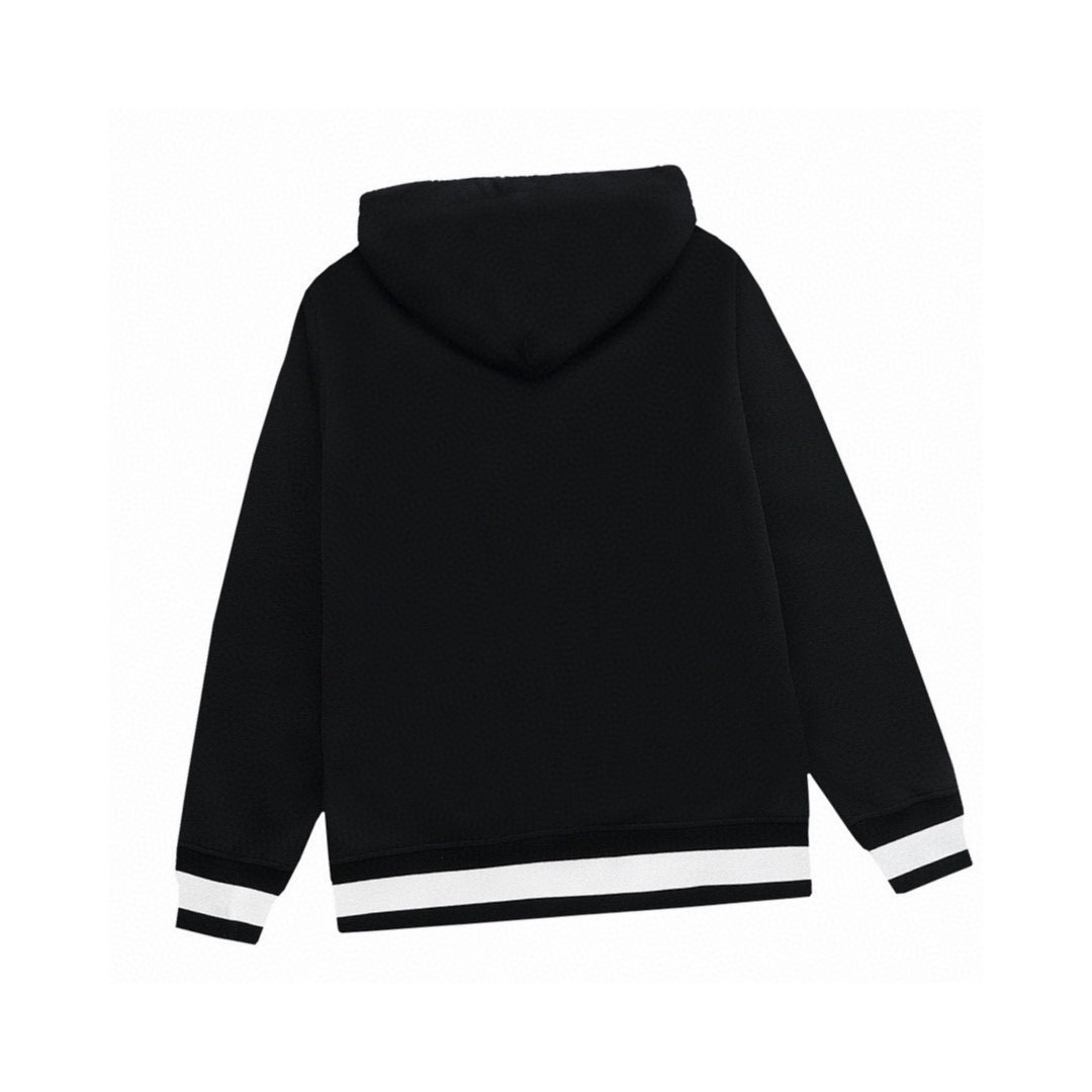 古驰/Gucci 秋冬新品 经典条纹字母压胶开衫拉链连帽外套 黑色/藏青