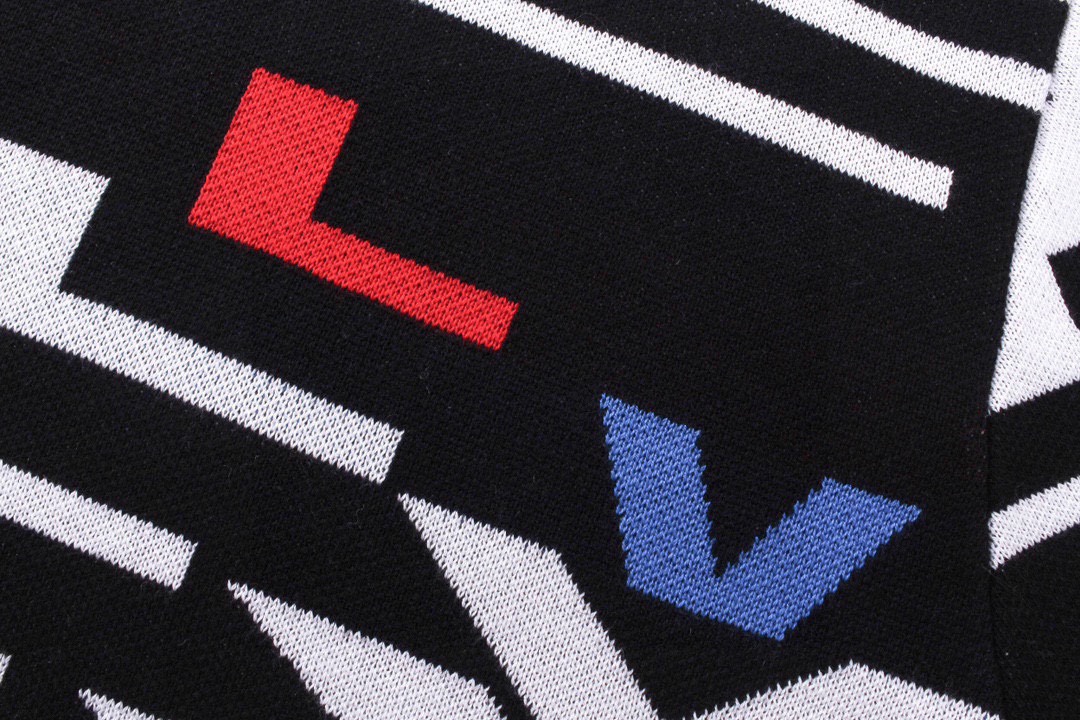 路易威登/Louis Vuitton 秋冬新款黑白提花编织圆领毛衣