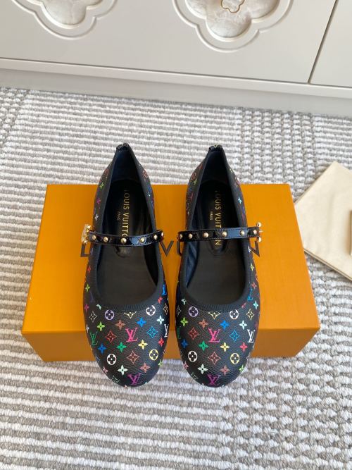 Louis Vuitton Romy Ballet Flats - Monogram Denim Print, Leather Outsole 1 Louis Vuitton Romy Ballet Flats - Monogram Denim Print, Leather Outsole