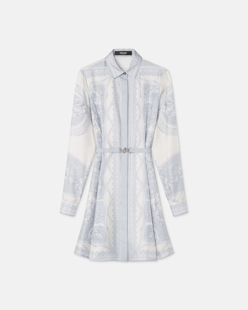 NO:315667,Versac* New Style Stylish Retro Baroque Pattern Printed Buttoned Lapel Long Sleeve Shirt Dress with a Belt!  (M size bust 100, sleeve length 60, clothing length 95), versace, skirts, shirts, alexander wang19860909Versac*新款 时尚复古巴洛克图案印花系扣翻领长袖衬衫连衣裙配有腰带！（M码胸围100,袖长60,衣长95）,,versace,skirts,shirts,alexander wang,Women's clothing