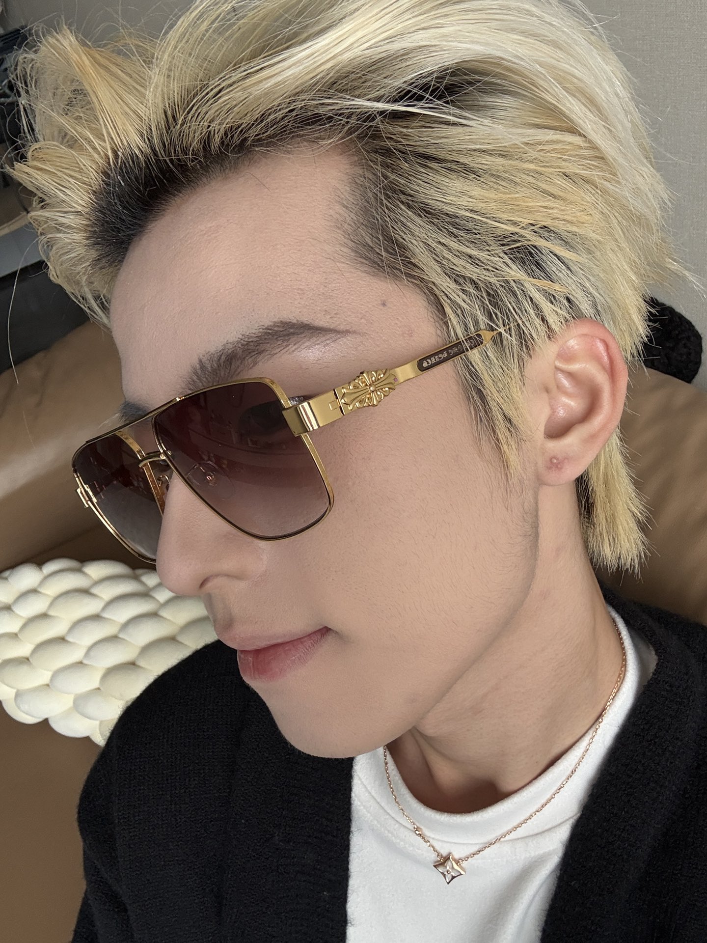   模特图 新款 眼镜界的爱马仕 Chromehearts 克罗心眼镜 男女款太阳镜 金 镜架 顶级品质