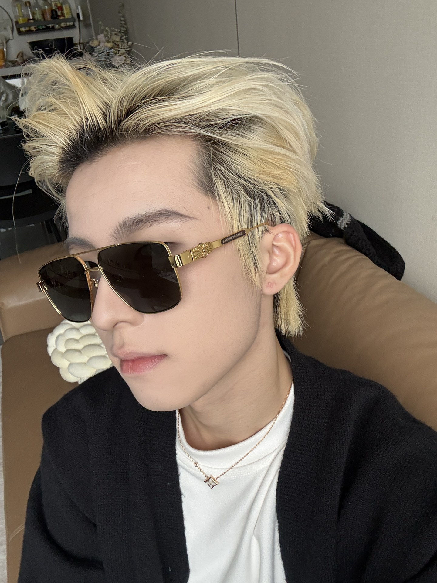   模特图 新款 眼镜界的爱马仕 Chromehearts 克罗心眼镜 男女款太阳镜 金 镜架 顶级品质