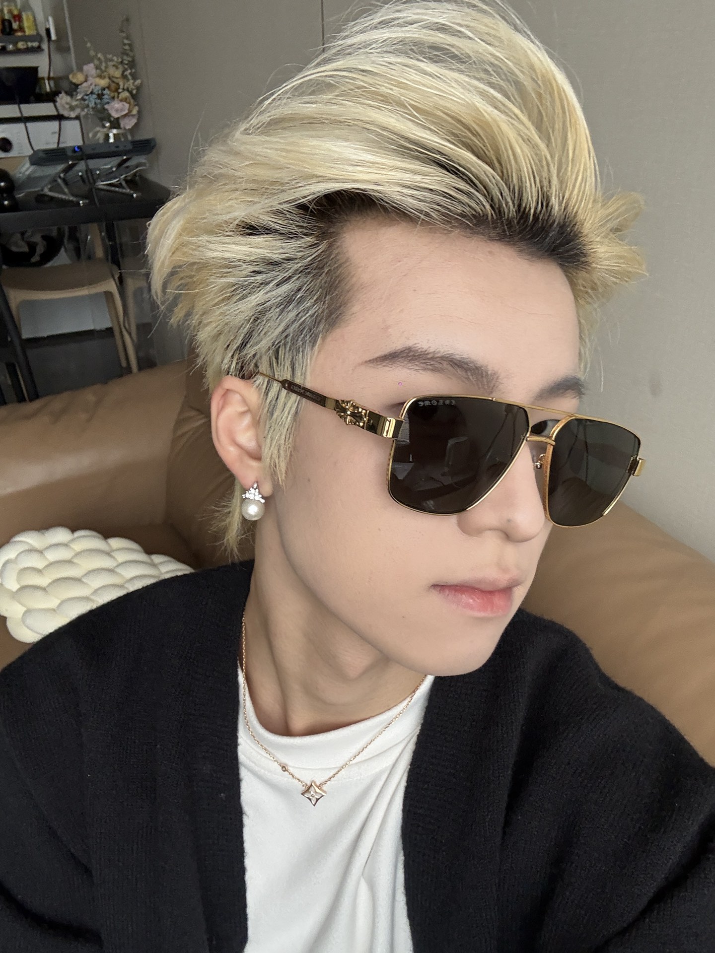   模特图 新款 眼镜界的爱马仕 Chromehearts 克罗心眼镜 男女款太阳镜 金 镜架 顶级品质