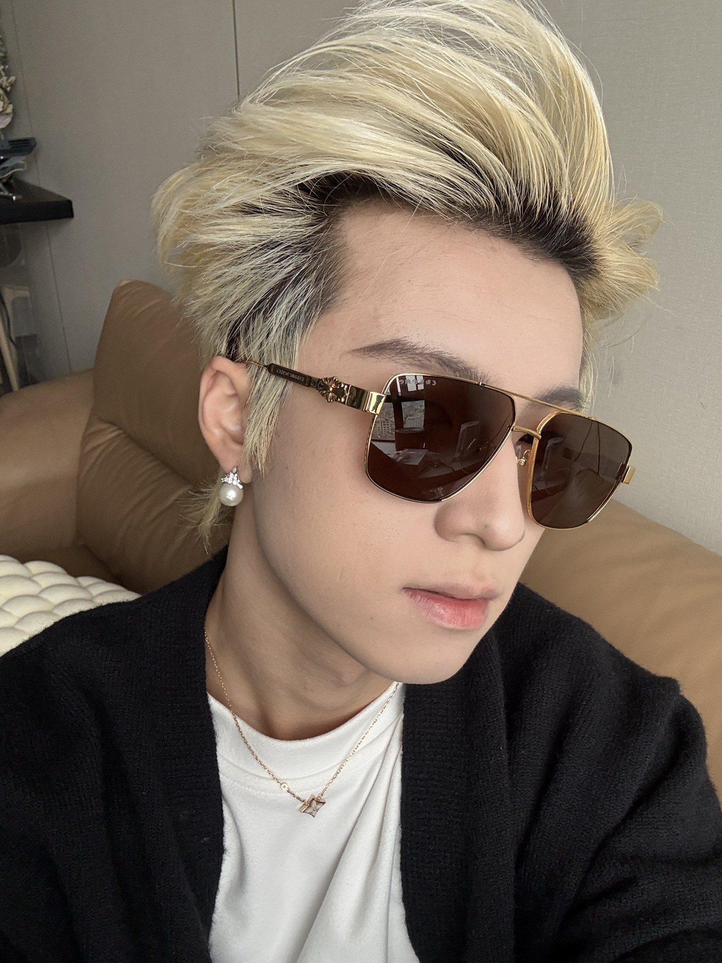   模特图 新款 眼镜界的爱马仕 Chromehearts 克罗心眼镜 男女款太阳镜 金 镜架 顶级品质