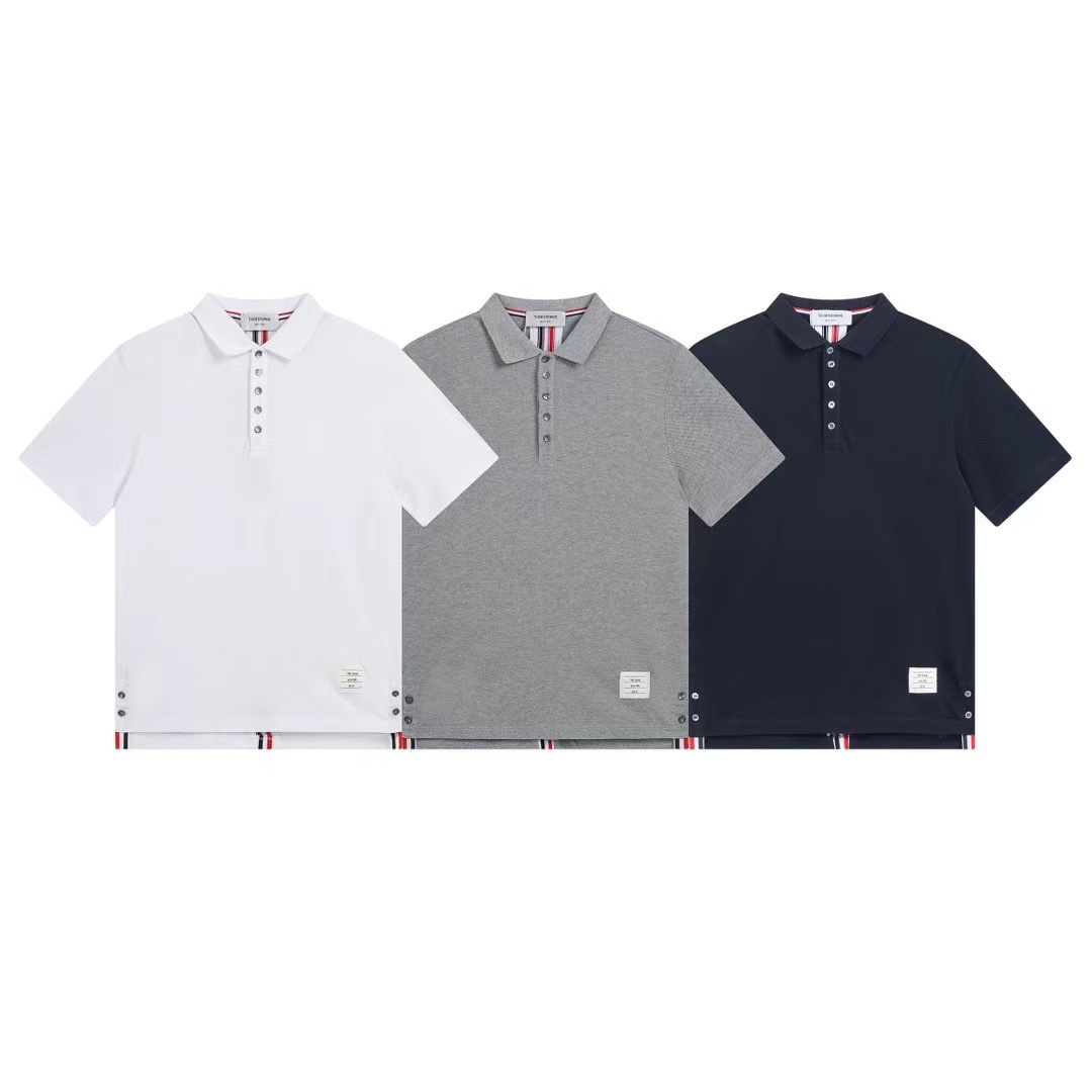 ThomBrowne Polo Shirt: Post-TB Knitting Short Sleeves, 240g Groundware, Unique Design - 图片 1