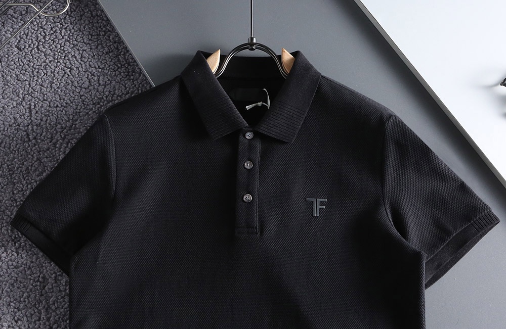 “Tom Ford Men’s Silicon Polo Shirt: Black, White, Grey, M-XXXL Sizes Available” - 图片 4