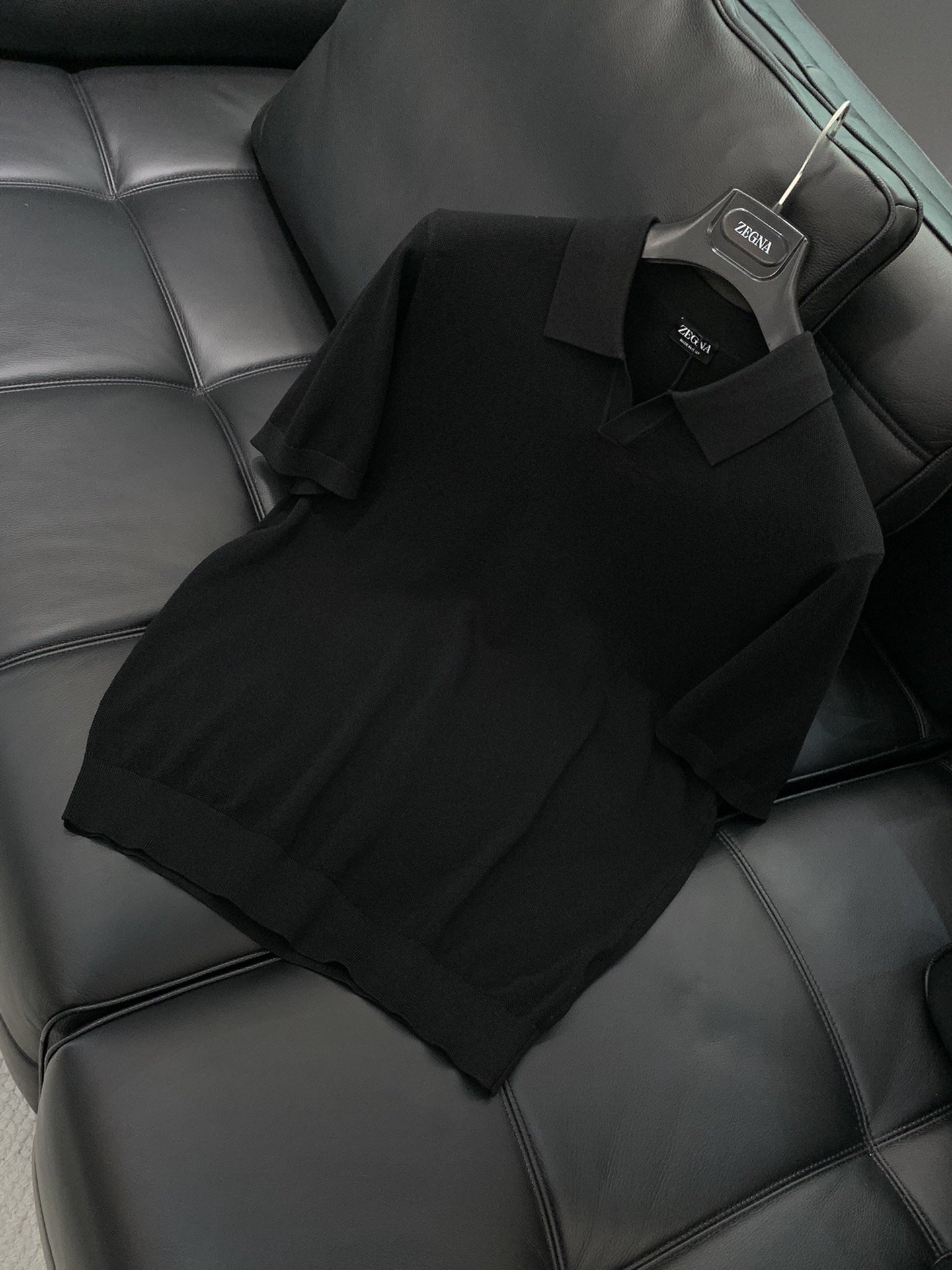 ，杰尼亚 Zegna，2025春夏最新品，专柜同步有售，原单狠货，时尚休闲翻领针织短袖T恤，采用进口原版