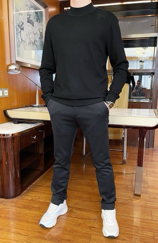 博柏利-2025专柜最新爆款休闲西裤黑色出货 欧美专柜热销单品！精选意大利🇮🇹进口天丝棉面料搭配直筒修身