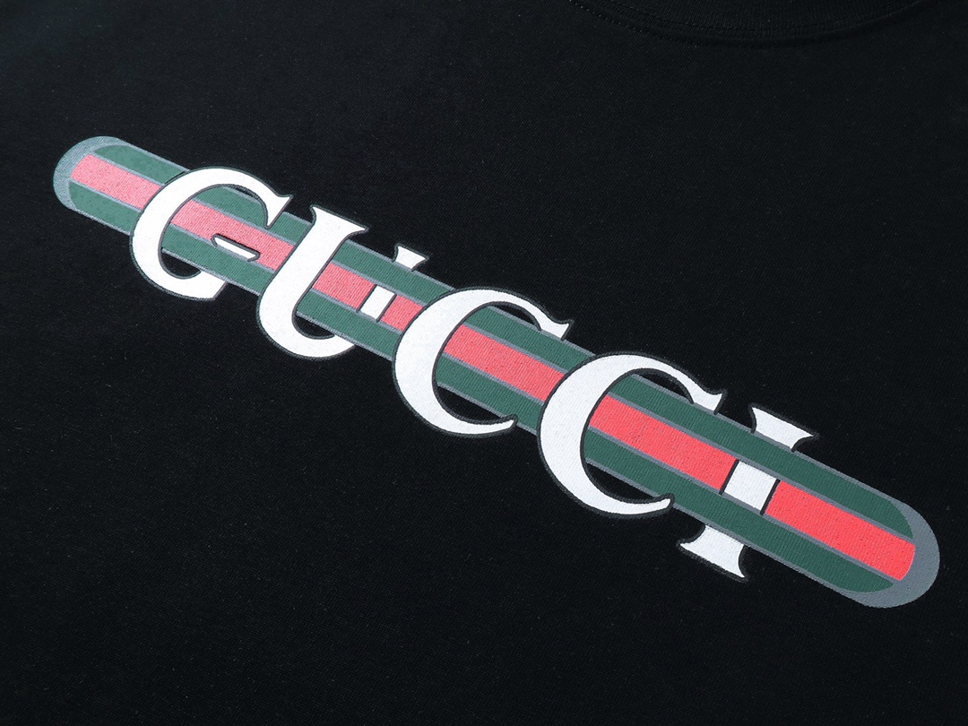 古驰/Gucci 夏季新品 织带字母印花圆领短袖T恤