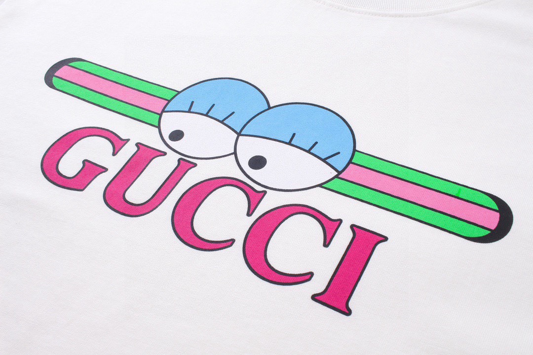 古驰/Gucci 夏季新品 卡通眼睛印花圆领短袖T恤
