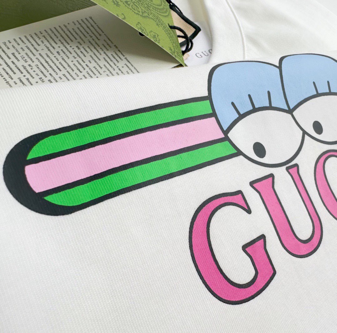 古驰/Gucci 夏季新品 卡通眼睛印花圆领短袖T恤